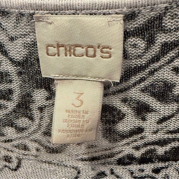 Chico's Lightweight Black and White Paisley Cardigan Sweater Size XL - Picture 3 of 4